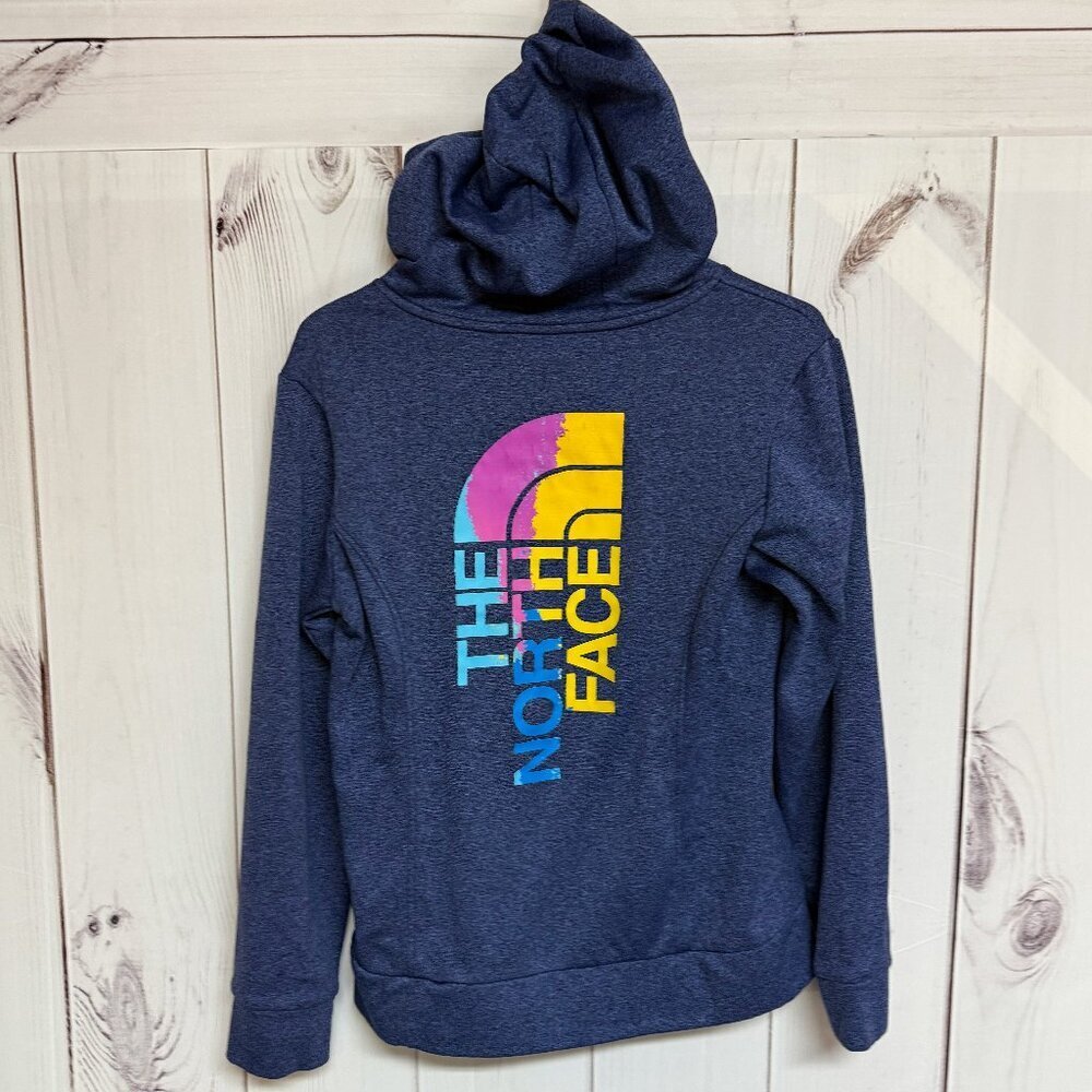 The North Face Logo Pullover Hoodie Women’s‎ Medium Navy Heather EUC